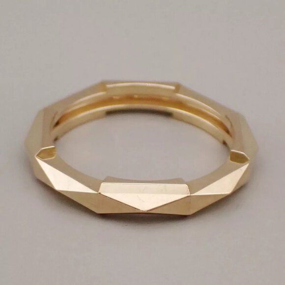 GUCCI Logo Link To Studded Ring Au750 (18K) Size 22 Yellow Gold Italy - Picture 4 of 13